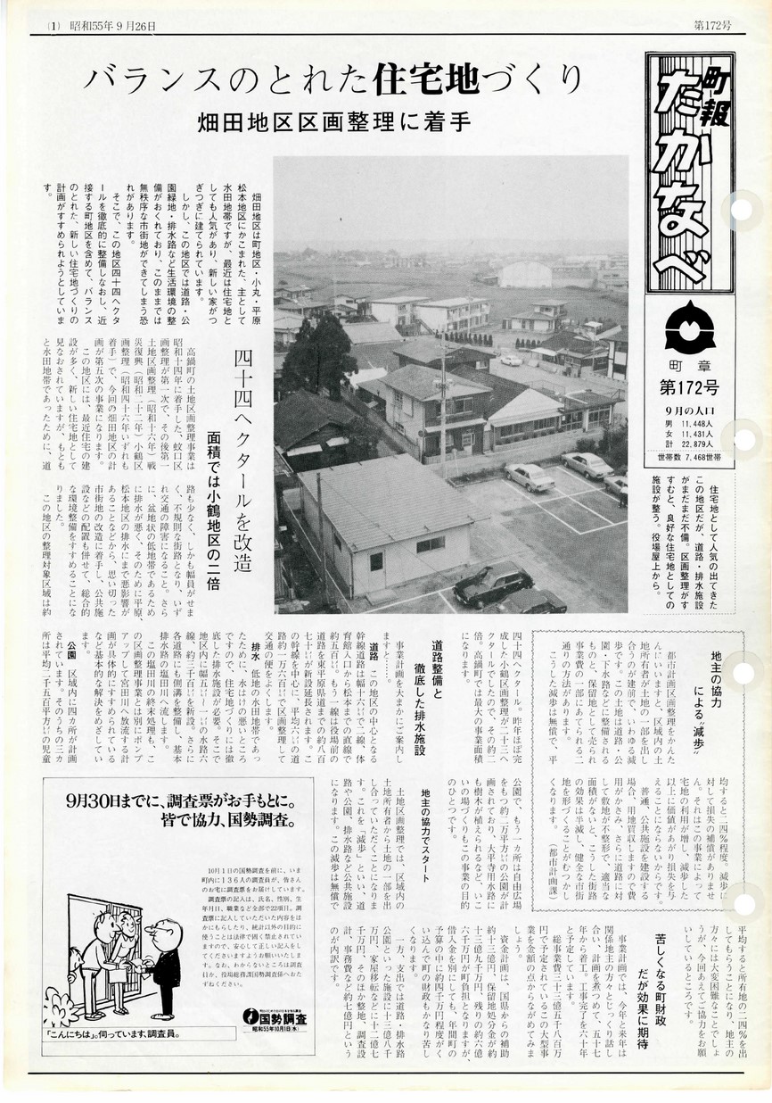 町報たかなべ　No.172　1980年9月号の表紙画像