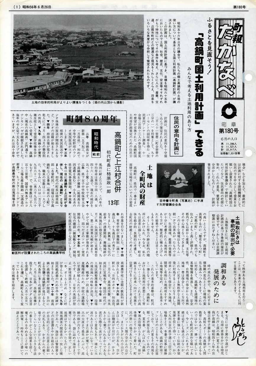 高鍋町広報　No.180　1981年6月号の表紙画像