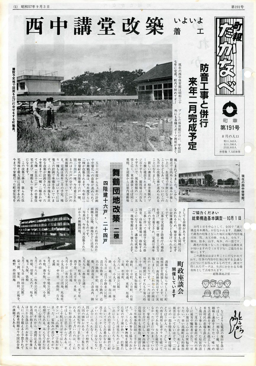 町報たかなべ　No.191　1982年9月号の表紙画像