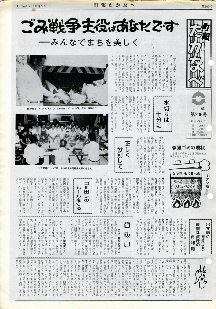 町報たかなべ　No.206　1984年8月号の表紙画像
