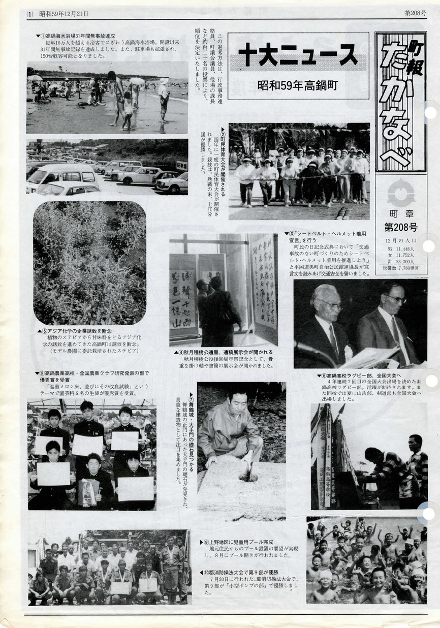 町報たかなべ　No.208　1984年12月号の表紙画像