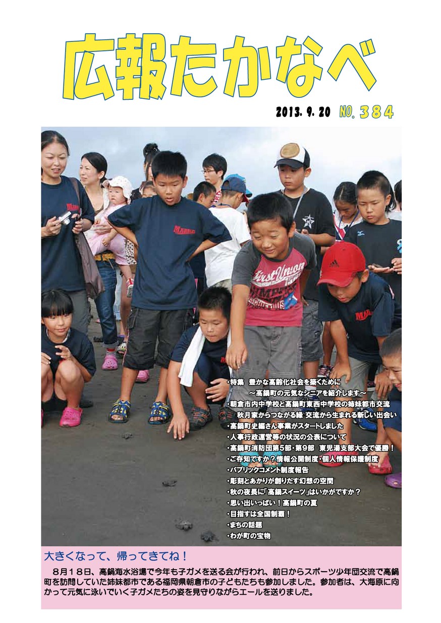 広報たかなべ　No.384　2013年9月号の表紙画像